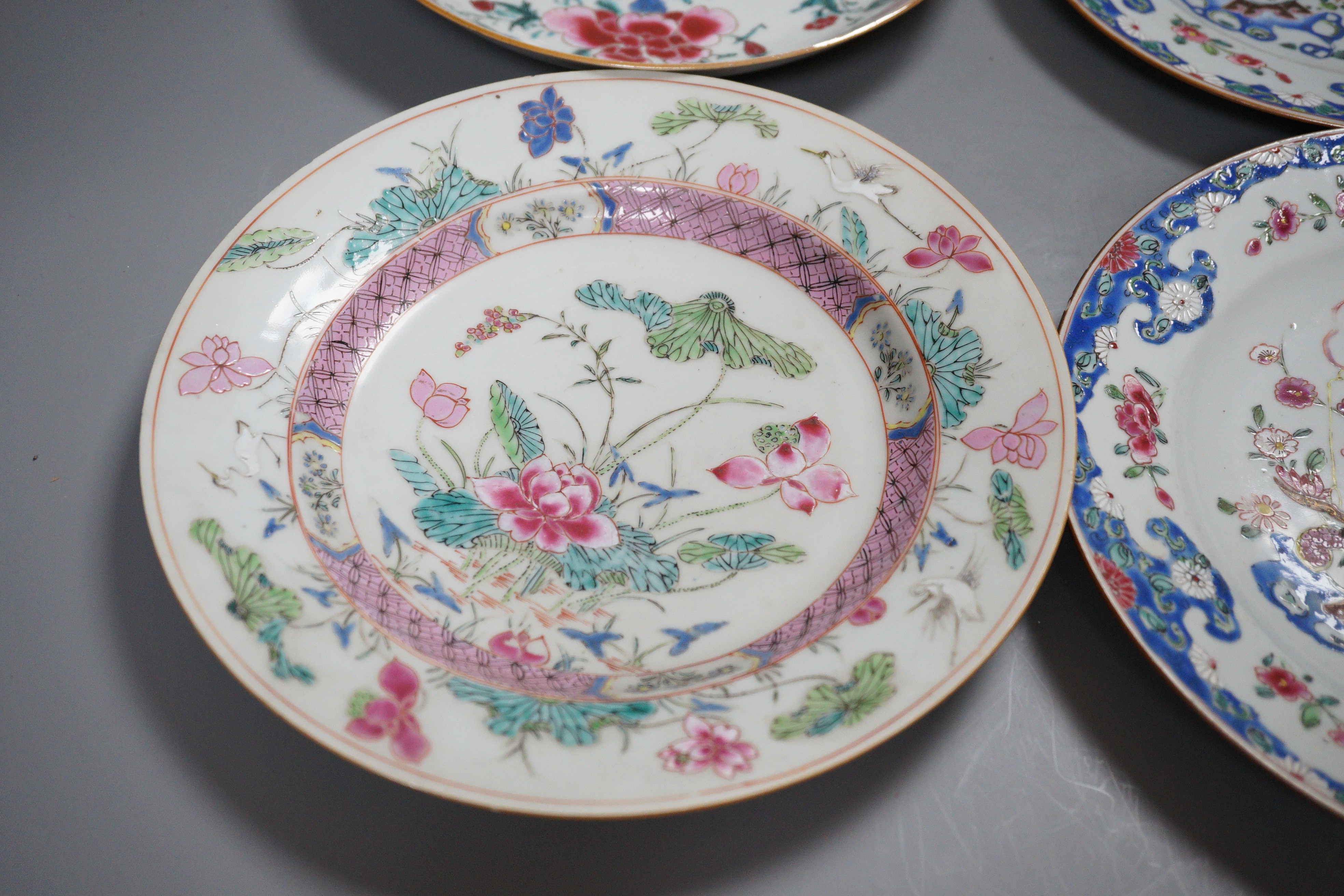 A pair of 18th century Chinese export plates and two others